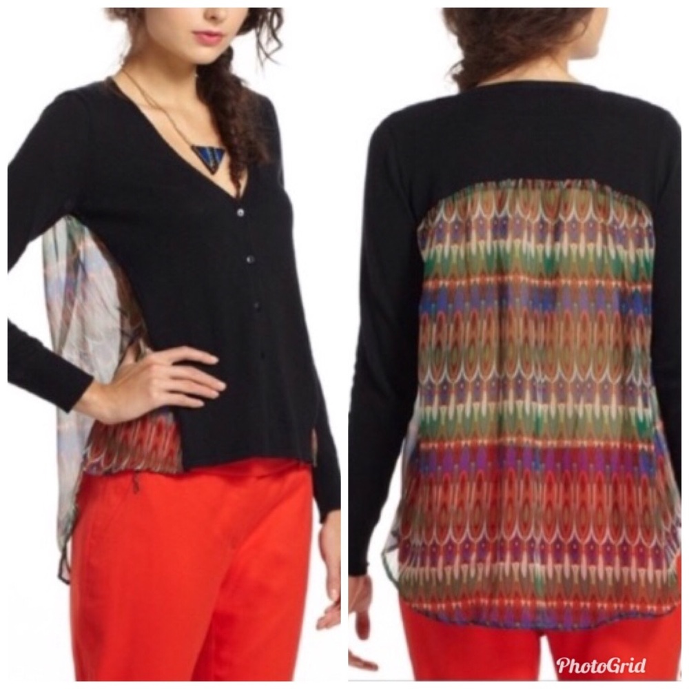 Anthro Yellow Bird Cardigan